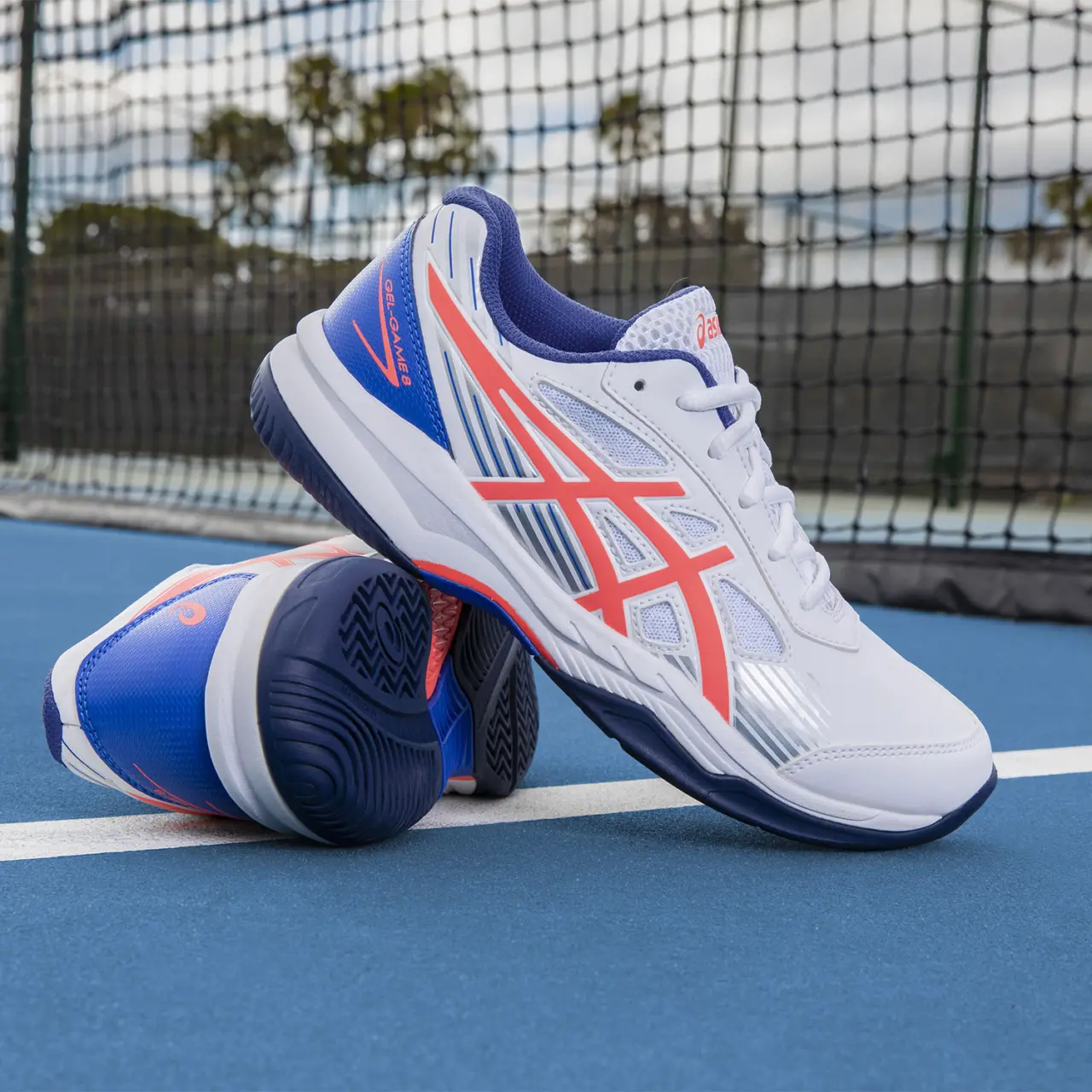 Alternative view of Giày Tennis Asics Gel Game 8 'White Blazing Coral' 1042A152-102