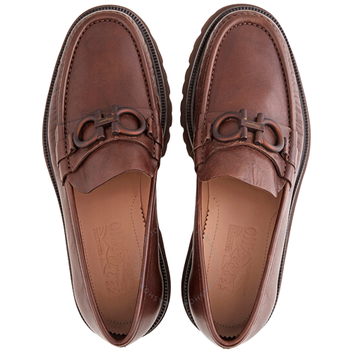 Alternative view of Giày Salvatore Ferragamo Gancini Ornament MoccasinItem 'Brown' 02B522 715065
