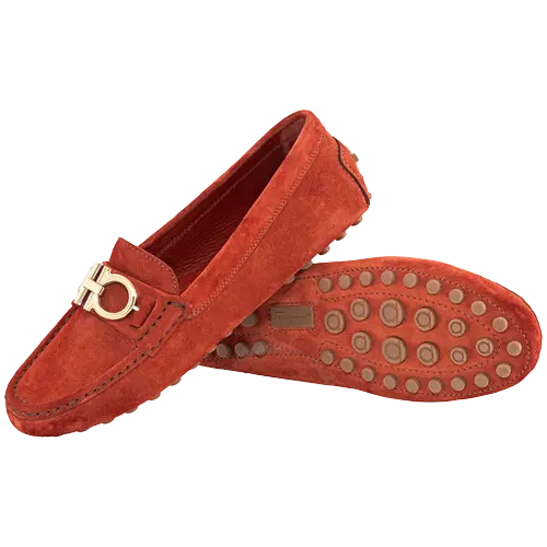 Alternative view of Giày Salvatore Ferragamo Ladies Berra Gancini Driver Moccasin 'Orange'