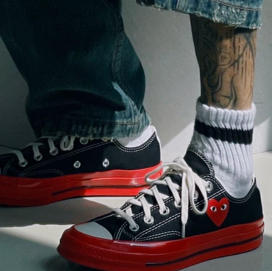 Giày Converse Comme des Garçons Play x Chuck 70 Low 'Black Red' A01795C - Ảnh 3