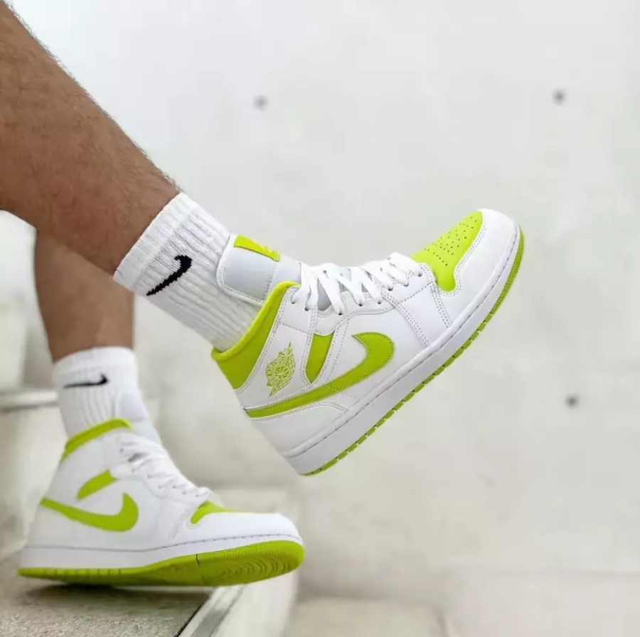 Giày Nike Wmns Air Jordan 1 Mid 'White Lime' BQ6472-131 - Ảnh 4