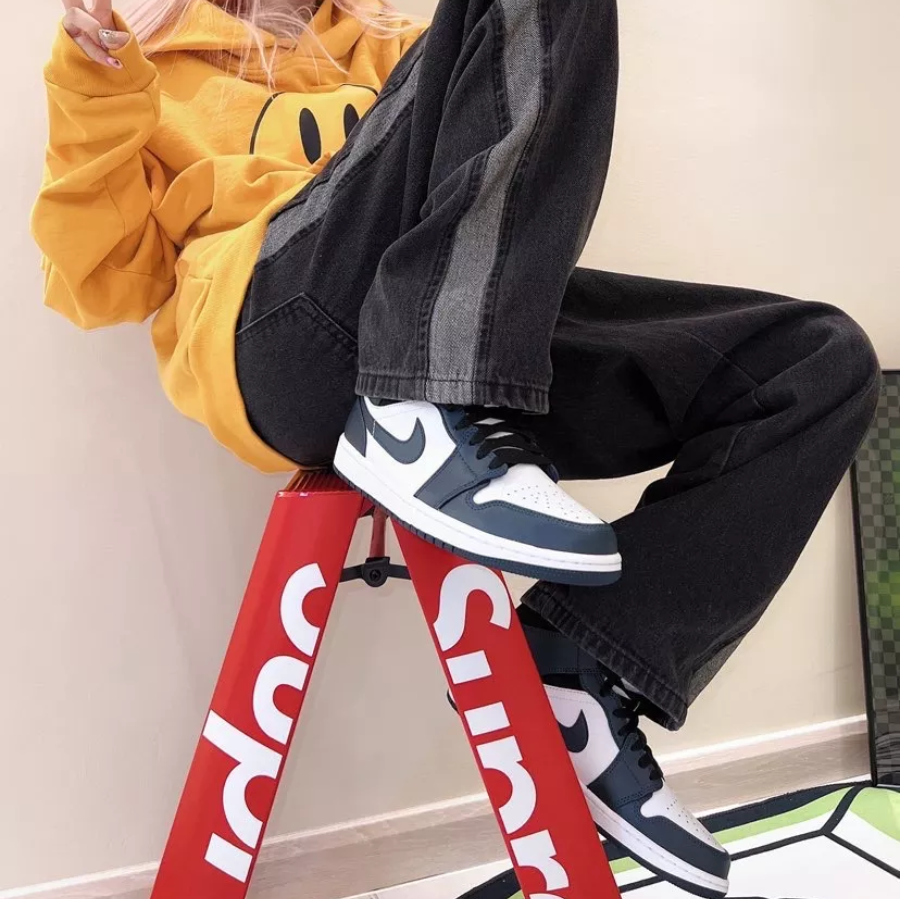 Giày Nike Air Jordan 1 Mid GS 'Armory Navy' 554725-411 - Ảnh 2