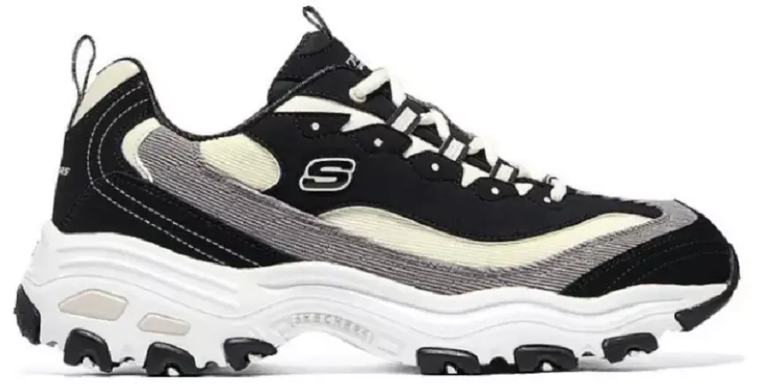 Giày Skechers D'Lites 1.0 Milk Tea Bear Corduroy 'Black White' 149906-BKNT