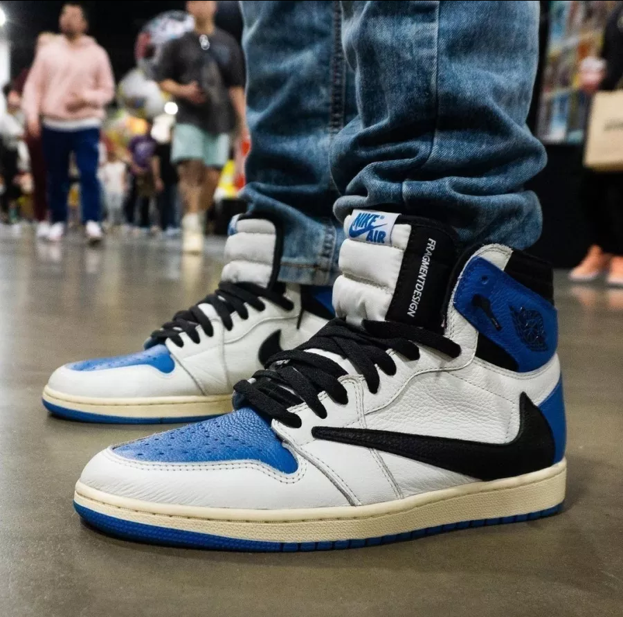 Giày Nike Fragment Design x Travis Scott x Air Jordan 1 Retro High 'Military Blue' DH3227-105 - Ảnh 5