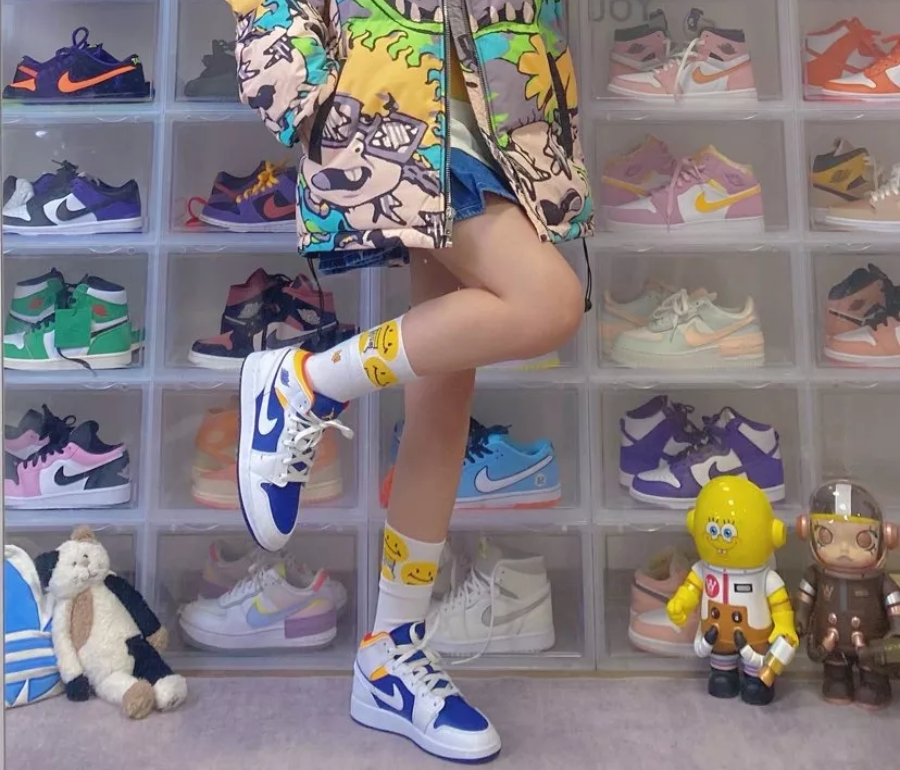 Giày Nike Air Jordan 1 Mid 'White Deep Royal Blue' 554724-131 - Ảnh 5