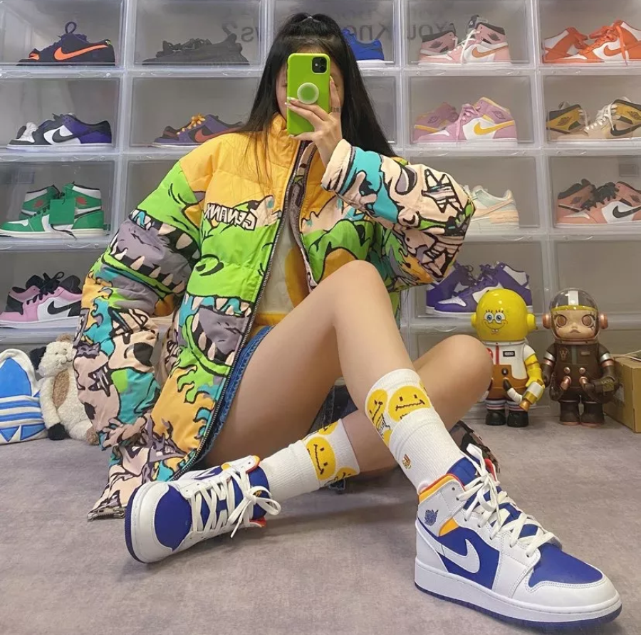 Giày Nike Air Jordan 1 Mid 'White Deep Royal Blue' 554724-131 - Ảnh 4