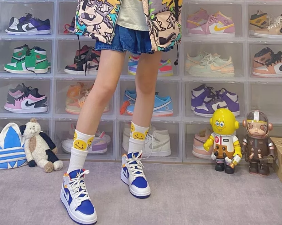 Giày Nike Air Jordan 1 Mid 'White Deep Royal Blue' 554724-131 - Ảnh 3