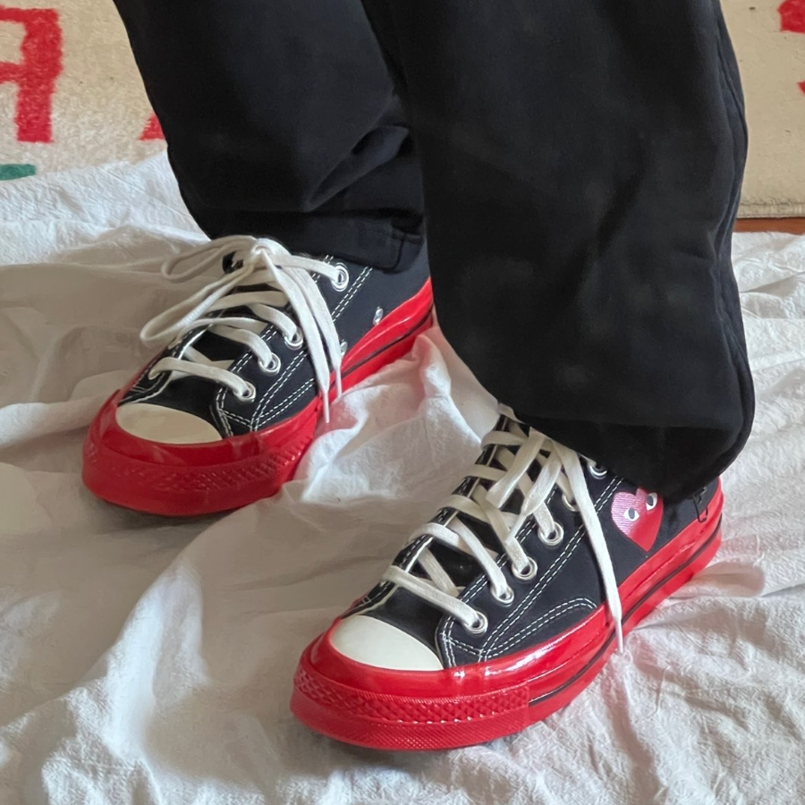 Giày Converse Comme des Garçons Play x Chuck 70 Low 'Black Red' A01795C - Ảnh 5