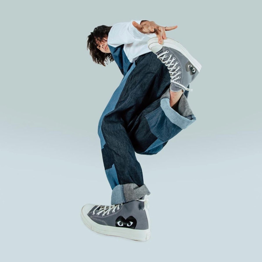 Giày Converse Comme des Garçons PLAY x Chuck 70 High 'Steel Gray' 171847C - Ảnh 2