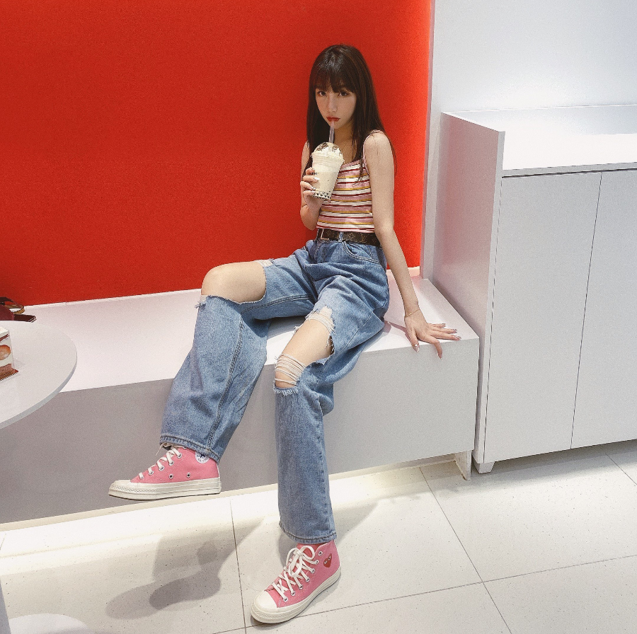 Giày Converse Comme des Garçons PLAY x Chuck 70 High 'Bright Pink' 168301C - Ảnh 5