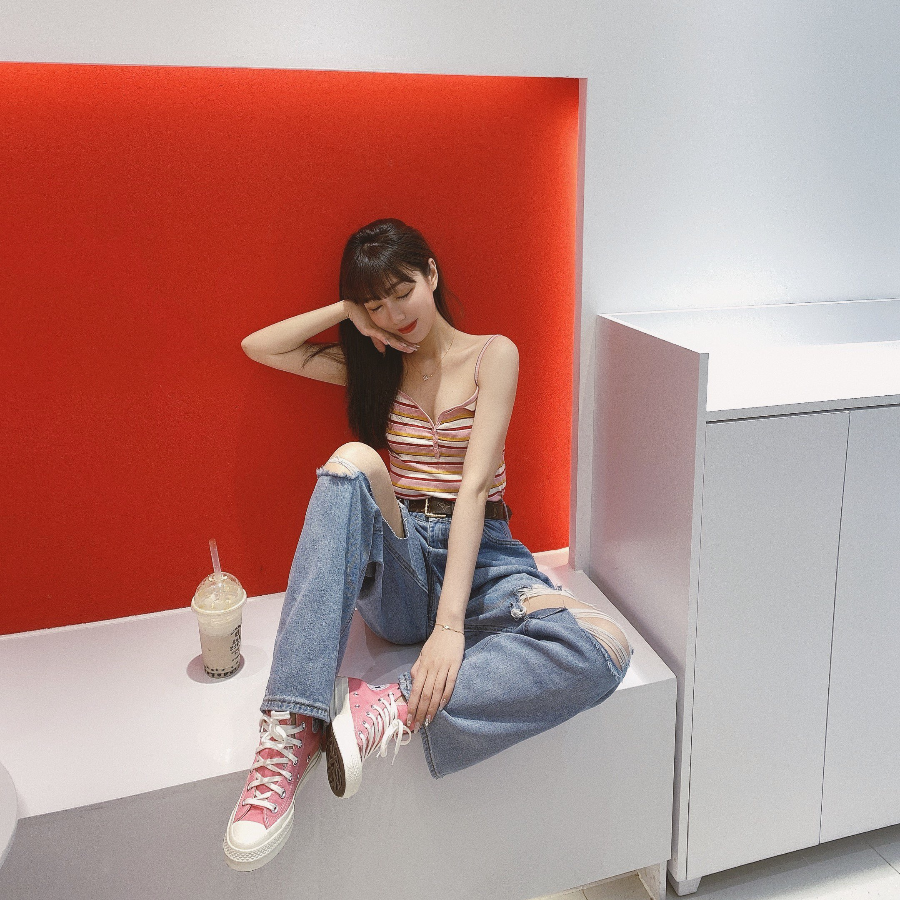 Giày Converse Comme des Garçons PLAY x Chuck 70 High 'Bright Pink' 168301C - Ảnh 4