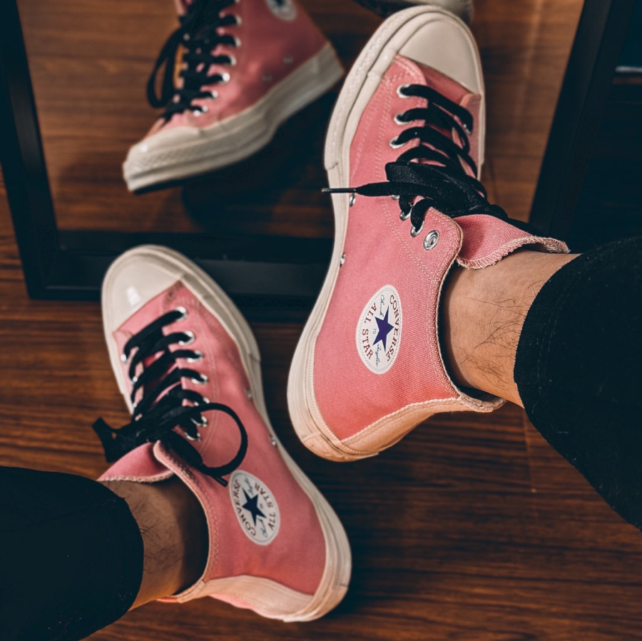 Giày Converse Comme des Garçons PLAY x Chuck 70 High 'Bright Pink' 168301C - Ảnh 3