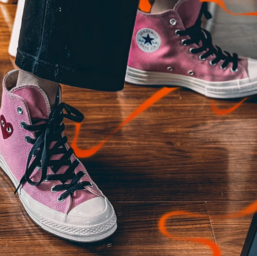 Giày Converse Comme des Garçons PLAY x Chuck 70 High 'Bright Pink' 168301C - Ảnh 2