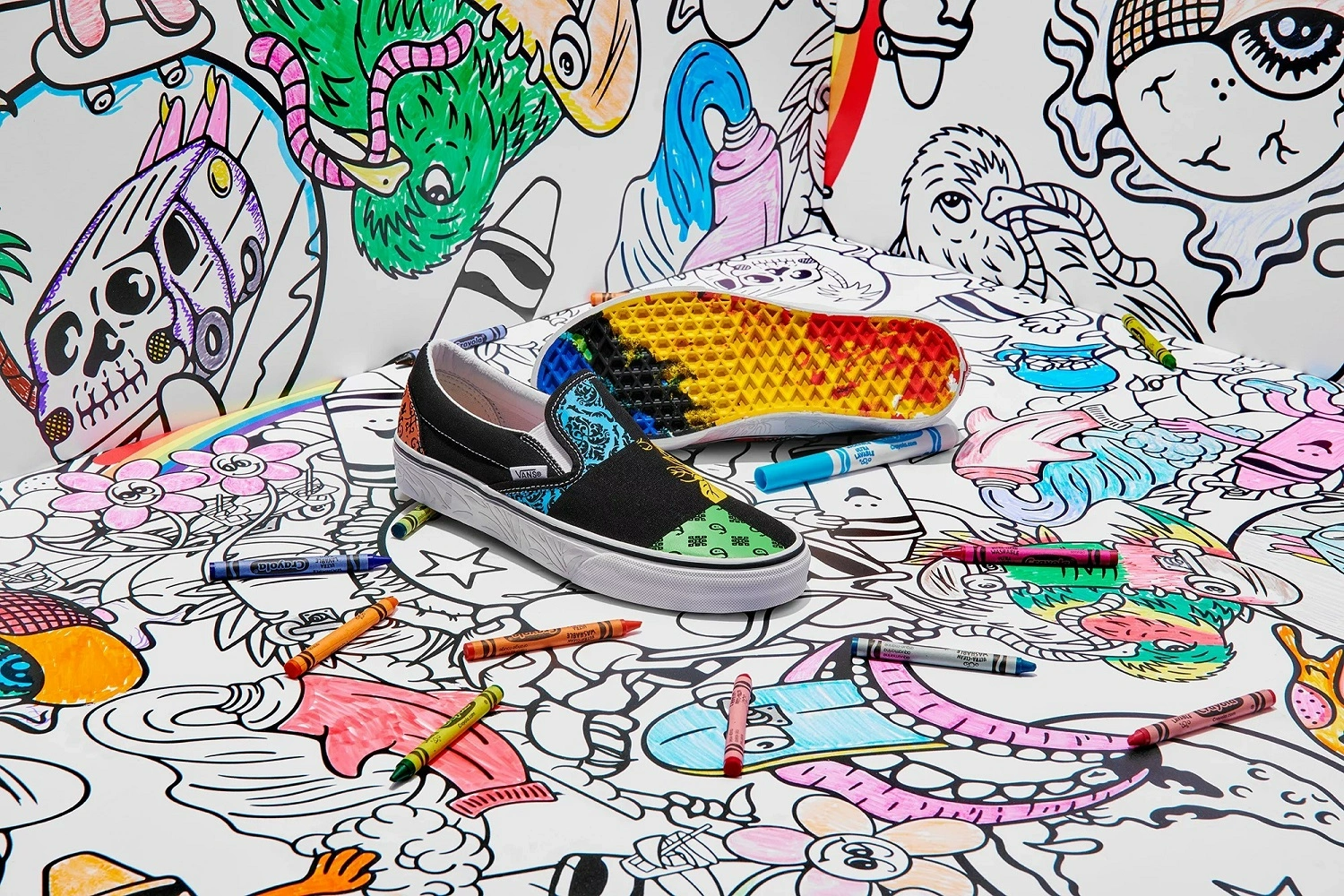 Giay Vans x Crayola Slip-on Skate Shoes 'Mutil Color' VN0A5JMHARZ