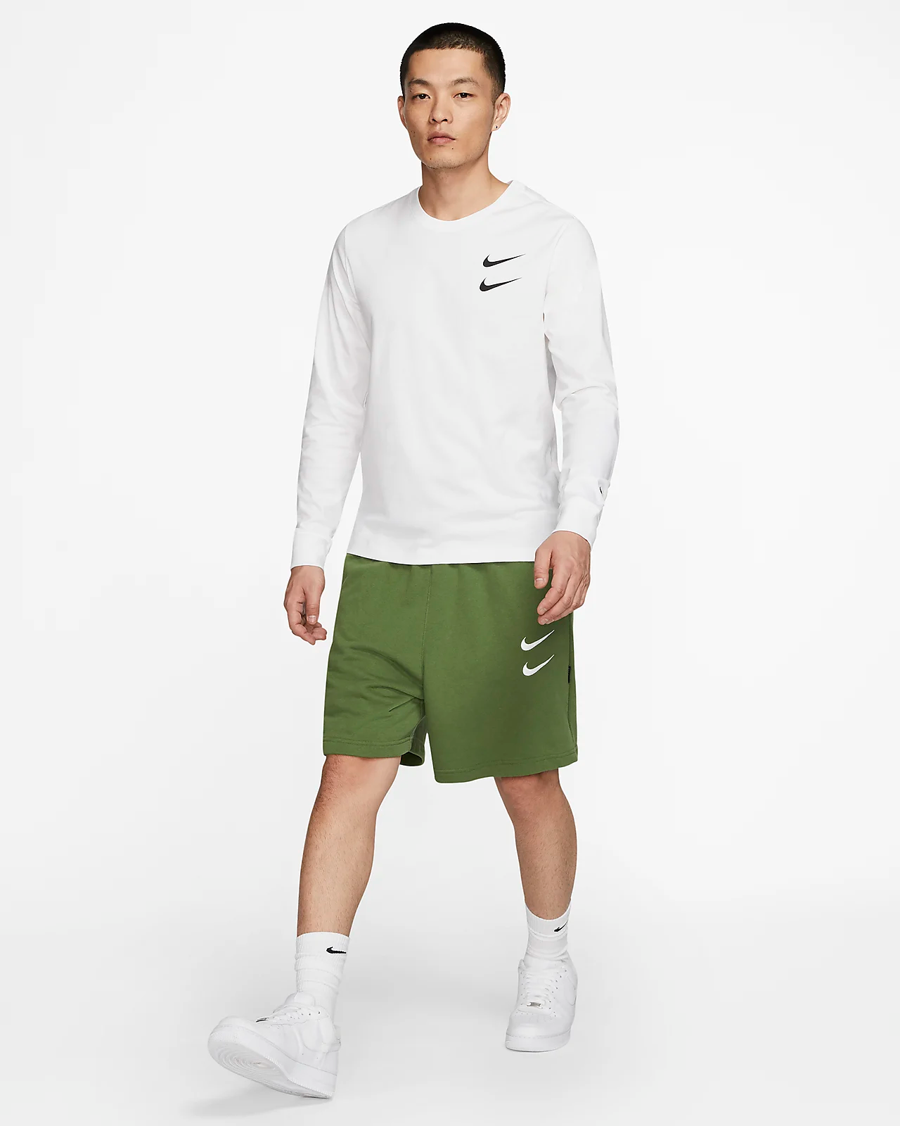 Áo Nike Double Swoosh Longsleeve White - Ảnh 4