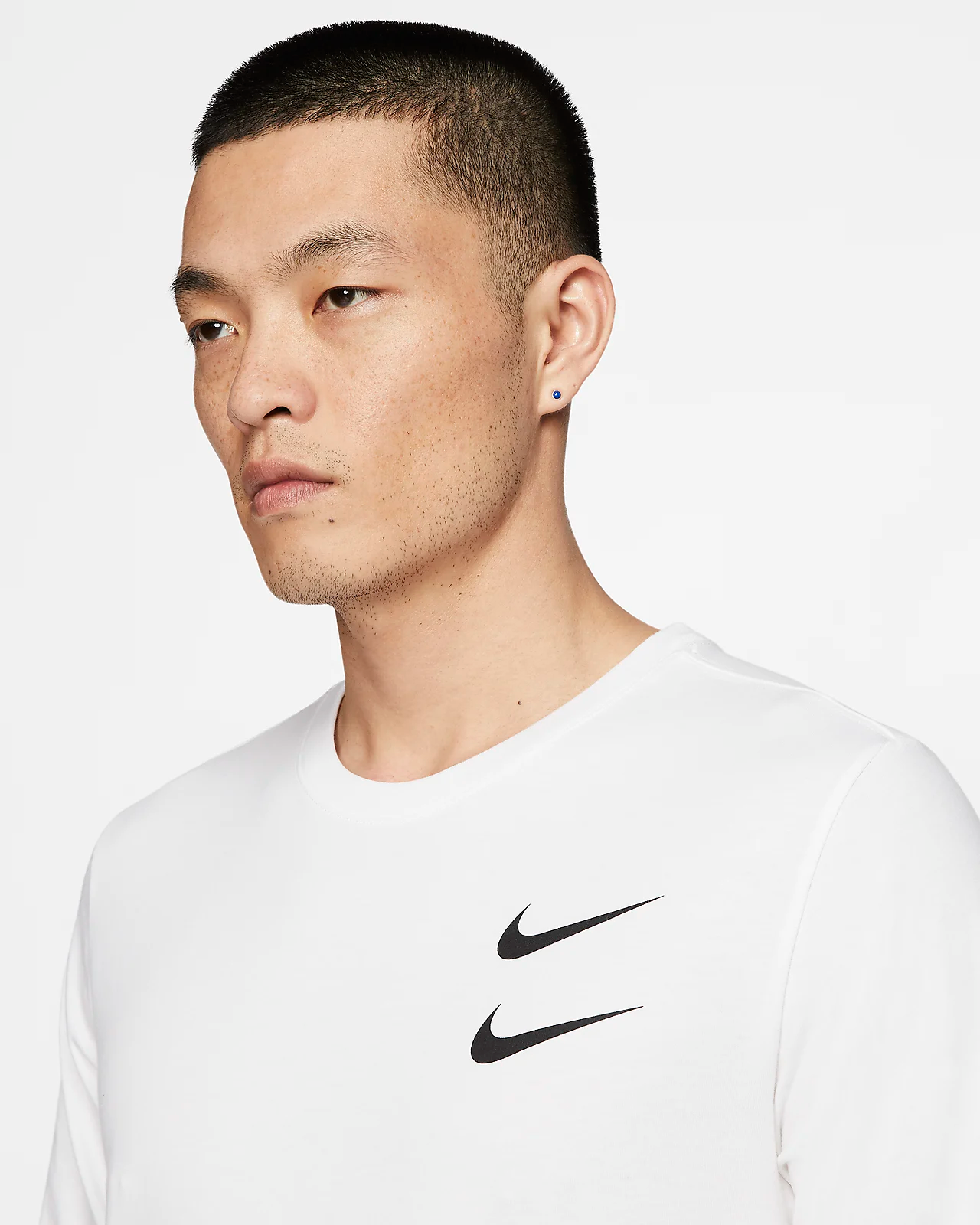 Áo Nike Double Swoosh Longsleeve White - Ảnh 2