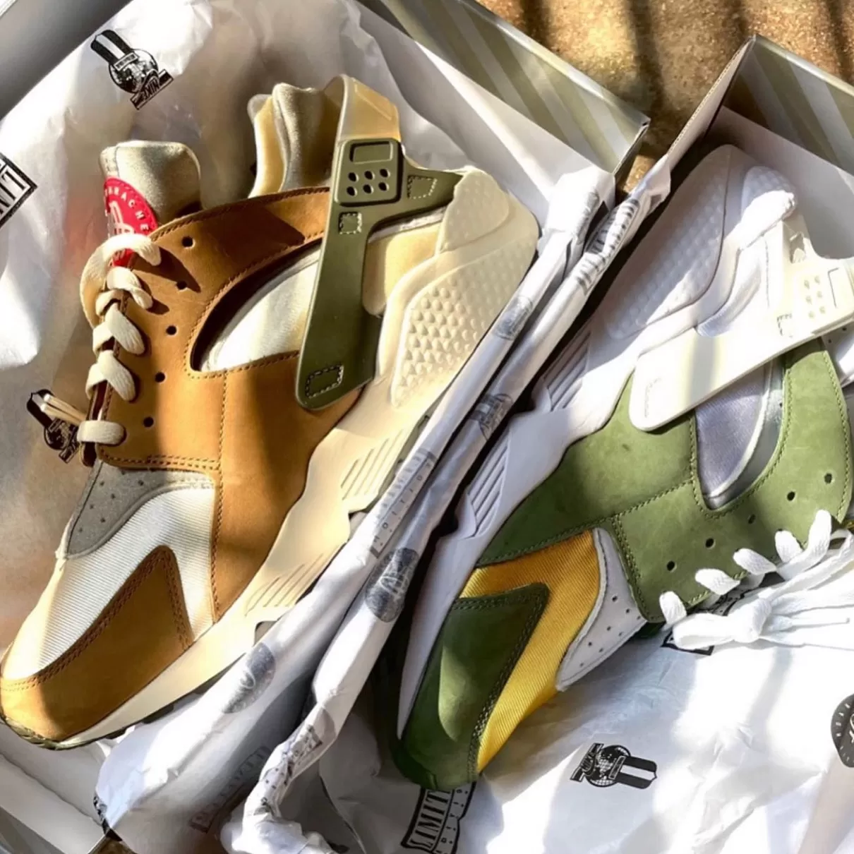 Giày Nike Stussy x Air Huarache LE 'Dark Olive' 2021 DD1381-300 - Ảnh 2