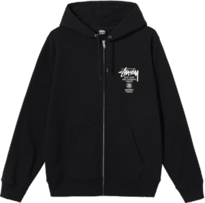Ao Stussy World Tour Zip Hoodie 2022 'Black'