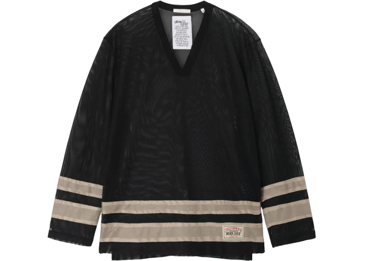 Ao Stussy x Our Legacy Work Shop Hockey Jersey 'Black Beige Mesh'
