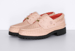 Giay Timberland Woven Leather 3-Eye Lug 'Supreme Pink'