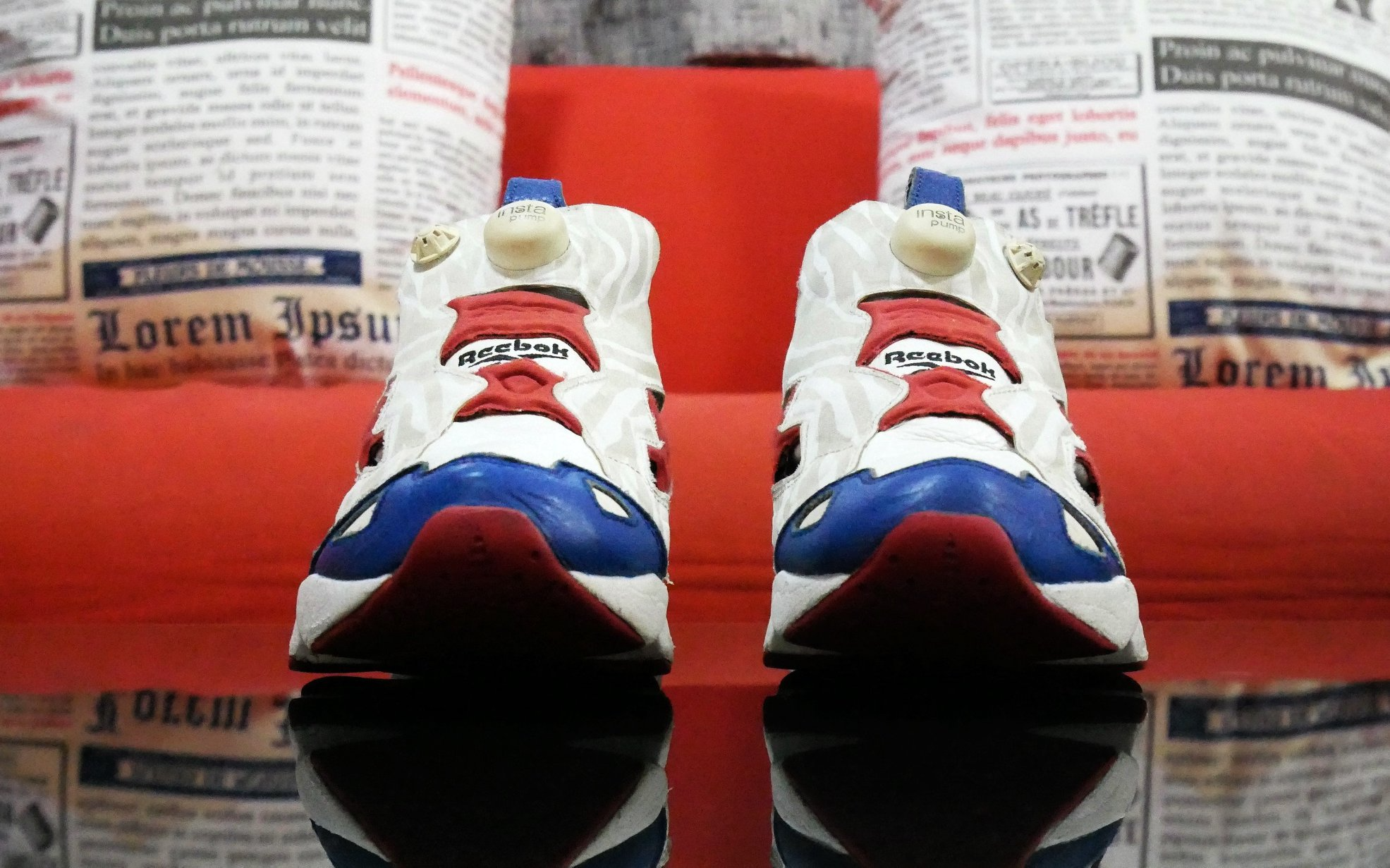 Giày Reebok Instapump Fury Tiger Print White Red Blue V47898 - Ảnh 4