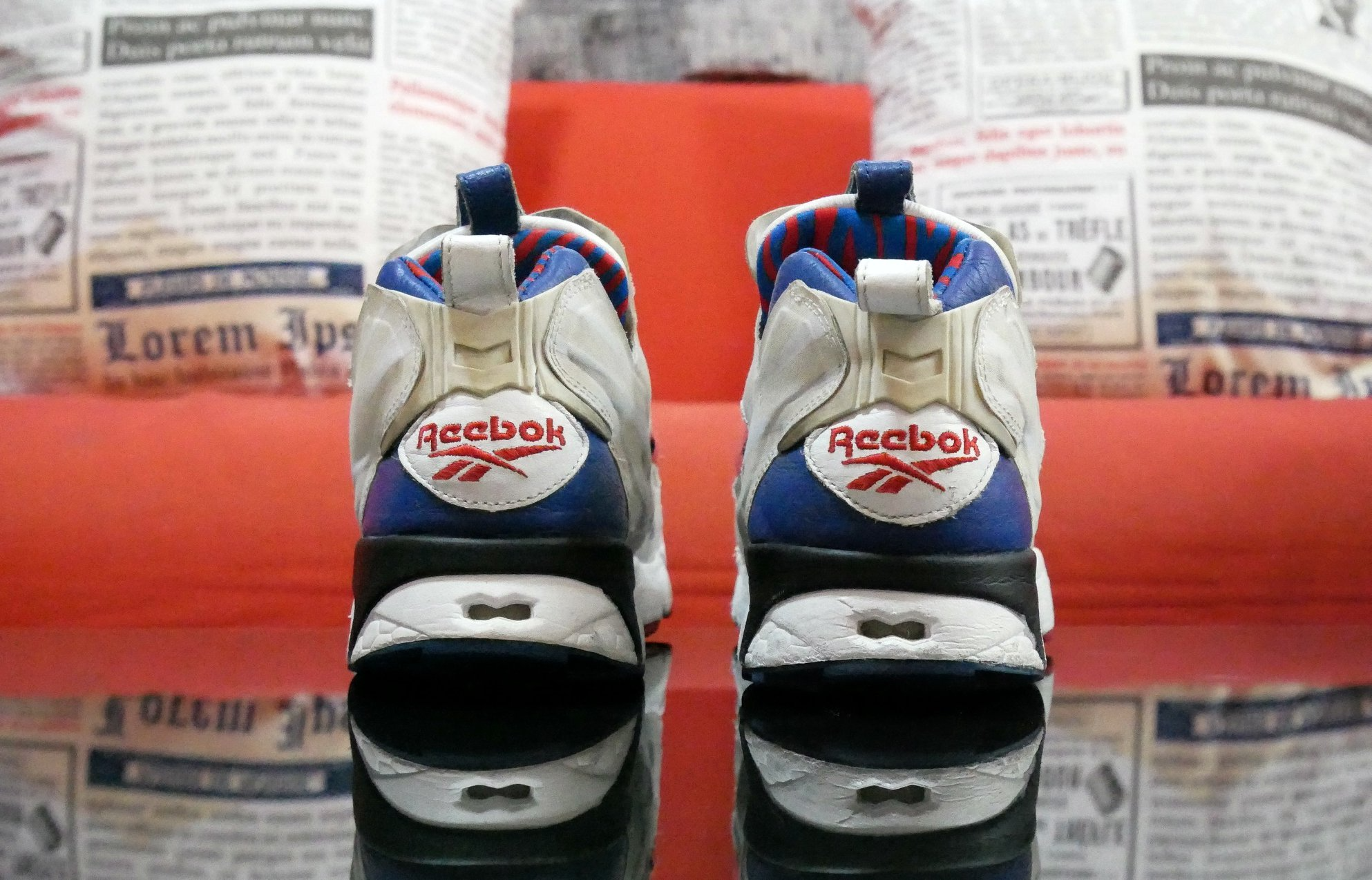 Giày Reebok Instapump Fury Tiger Print White Red Blue V47898 - Ảnh 3