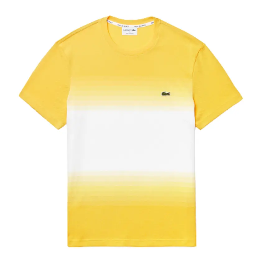Ao Lacoste Cotton Pique Cotton Crew Neck T-shirt White Yellow TH5074-00
