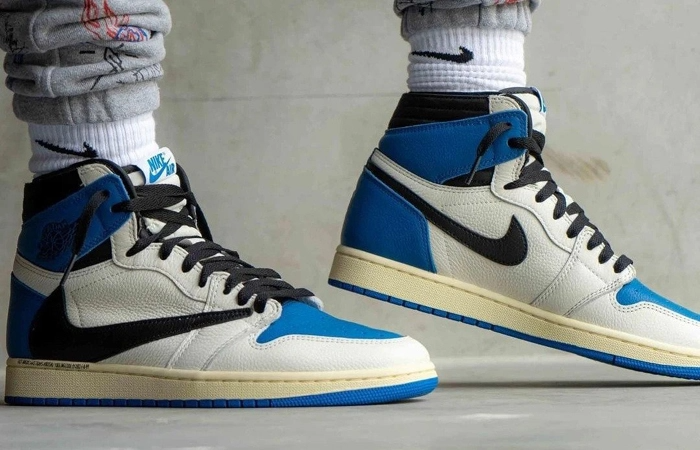 Giày Nike Fragment Design x Travis Scott x Air Jordan 1 Retro High 'Military Blue' DH3227-105 - Ảnh 9