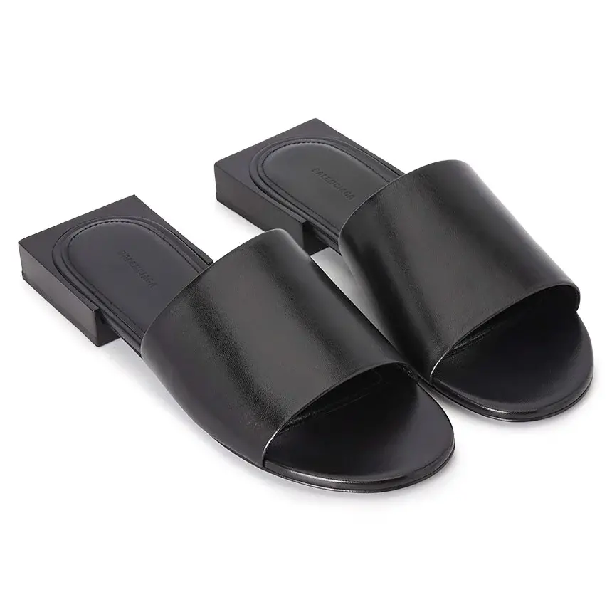 Dep Balenciaga Logo Box Slipper Mule 'Black' 653796-WA8FF-1090