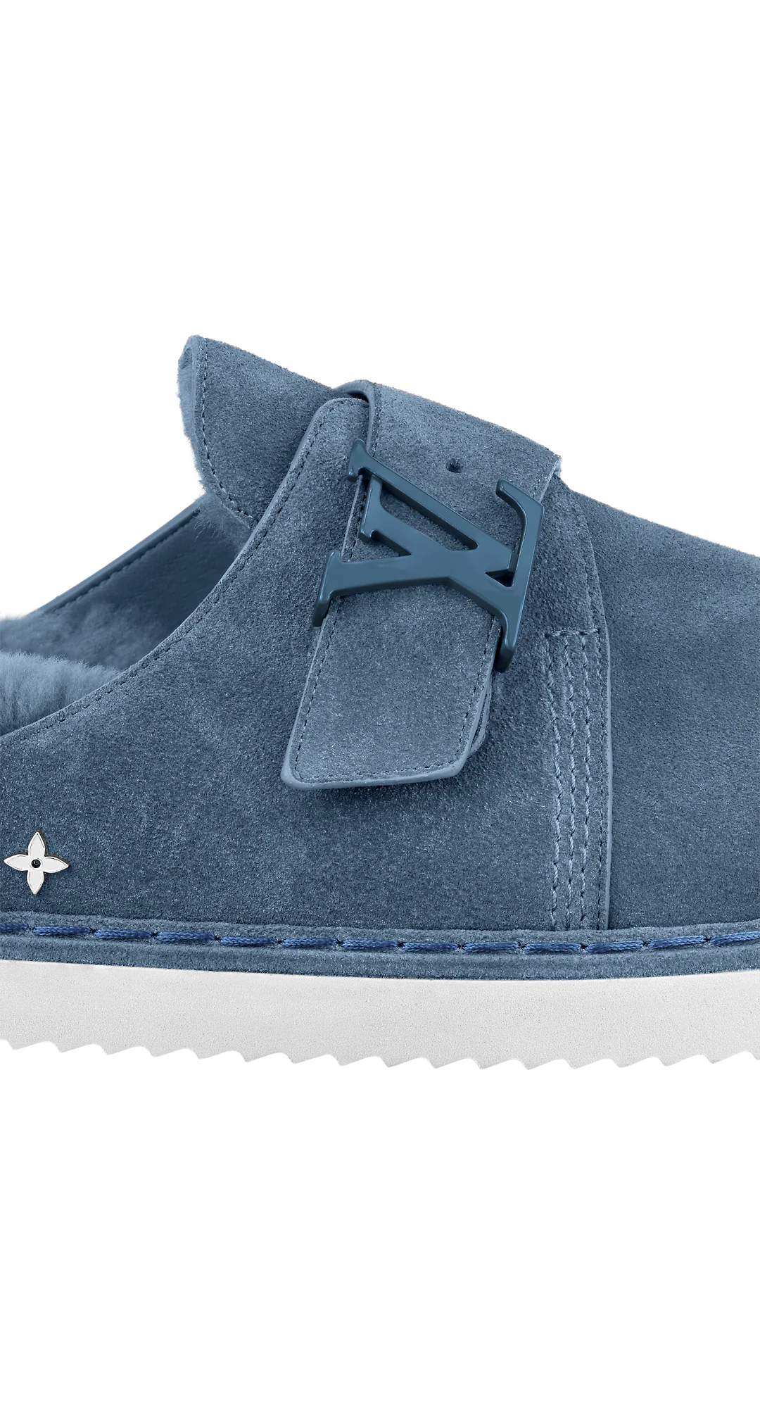 Giày Louis Vuitton LV Easy Mules With Fur 'Blue' 1A9INY - Ảnh 4