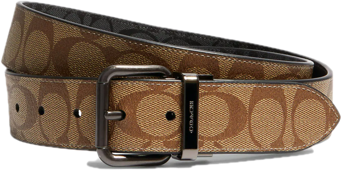That Lung Coach Roller Buckle Reversible Belt 'Tan Charcoal' 5951-QBRMO