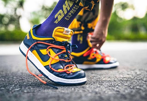 Giày Nike Dunk Low Off-White 'University Gold Midnight Navy' CT0856-700 - Ảnh 4