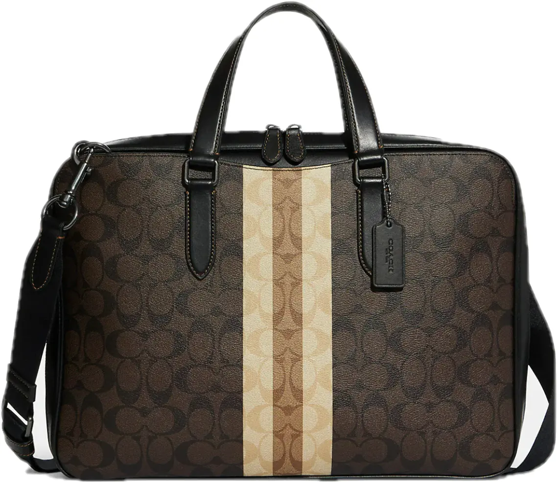 Tui Coach Graham Slim Brief Canvas Varsity Stripe 'Gunmetal' C9826-QBMAA