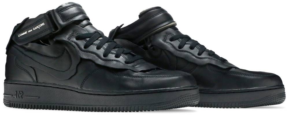 Giày Nike Comme des Garçons x Air Force 1 Mid 'Triple Black' DC3601-001 - Ảnh 5