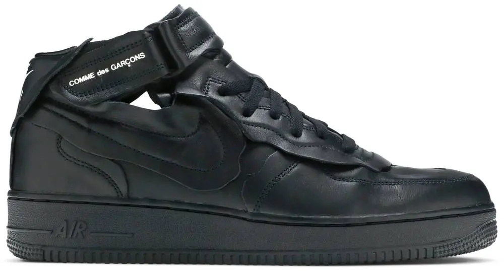 Giày Nike Comme des Garçons x Air Force 1 Mid 'Triple Black' DC3601-001