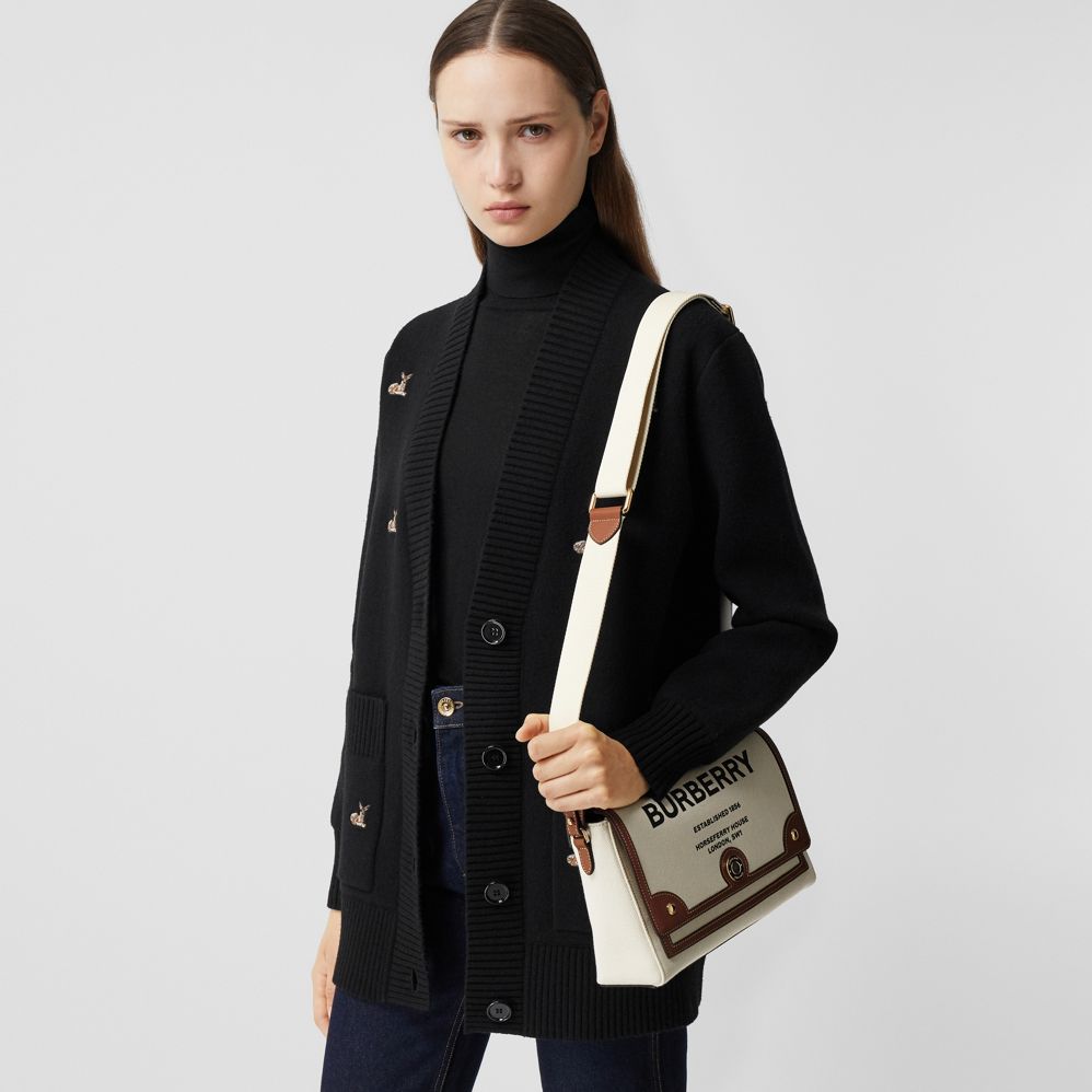 Túi Burberry Horseferry Print Canvas Note Crossbody Bag 'Natural Tan' - Ảnh 4