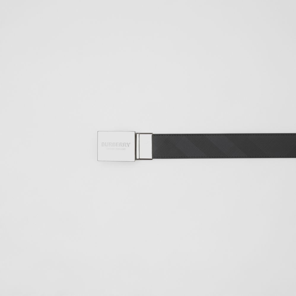 Thắt Lưng Burberry Reversible Plaque Buckle London Check and Leather Belt 'Dark Charcoal' - Ảnh 2