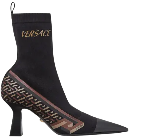 Giày Versace La Greca Signature Sock Boots Black Caramel 1002350-1A01492-5B17V
