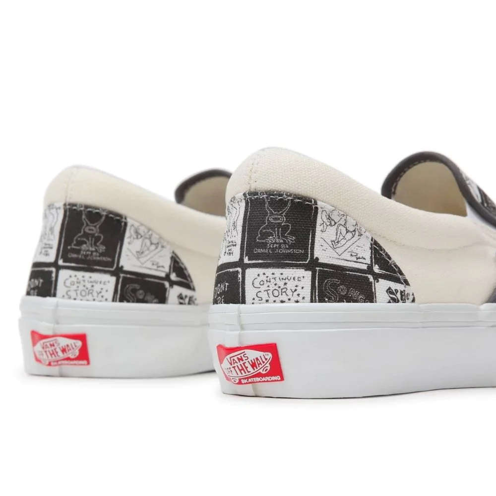 Giay Vans Slip On Skate x Daniel Johnston 'Black White' VN0A5FCAAO7