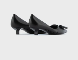 Alternative view of Giày Armani Nappa Leather Kitten Heeled Court With Bow 'Black'