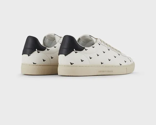 Giày Armani Soft Leather With All Over 3D Eagle 'White' - Ảnh 2