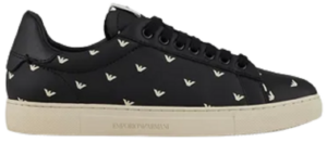 Giày Armani Soft Leather With All Over 3D Eagle 'Black'