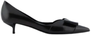 Giày Armani Nappa Leather Kitten Heeled Court With Bow 'Black'