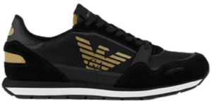 Giày Armani Suede With Contrasting Inserts And Oversized Eagle 'Black'
