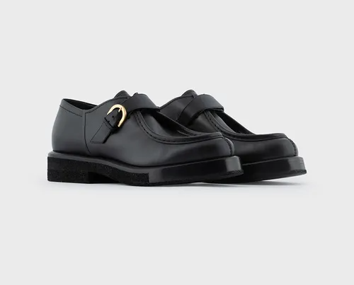 Giày Armani Chunky Monkstraps In Crinkled Calfskin 'Black' - Ảnh 4