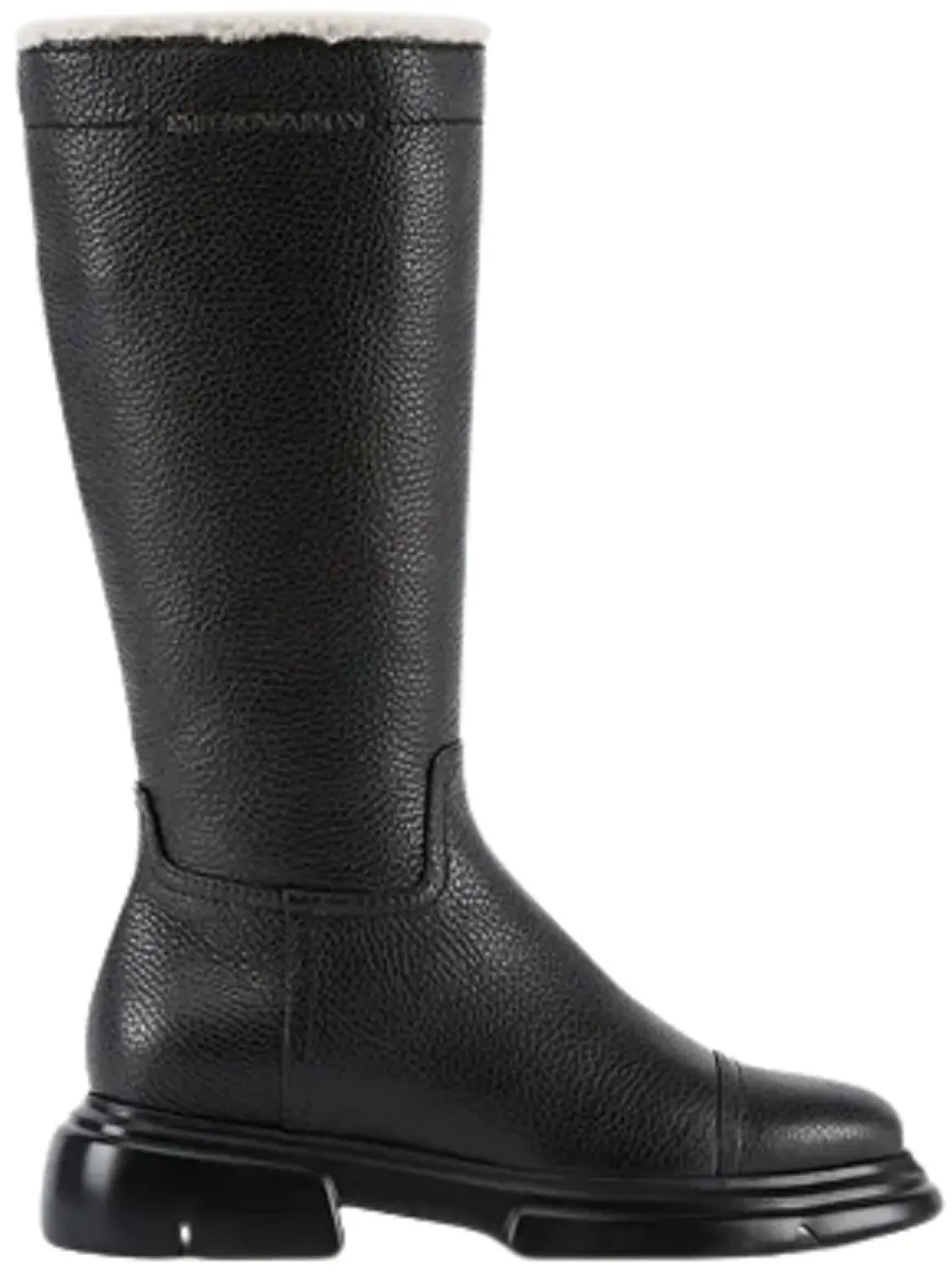 Giày Armani Deer Print Leather Ankle Boots 'Black'