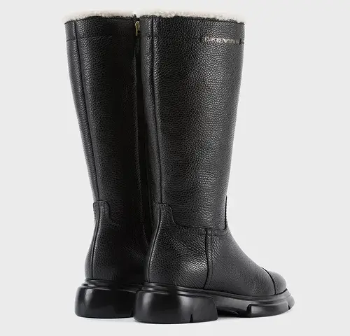 Alternative view of Giày Armani Deer Print Leather Ankle Boots 'Black'