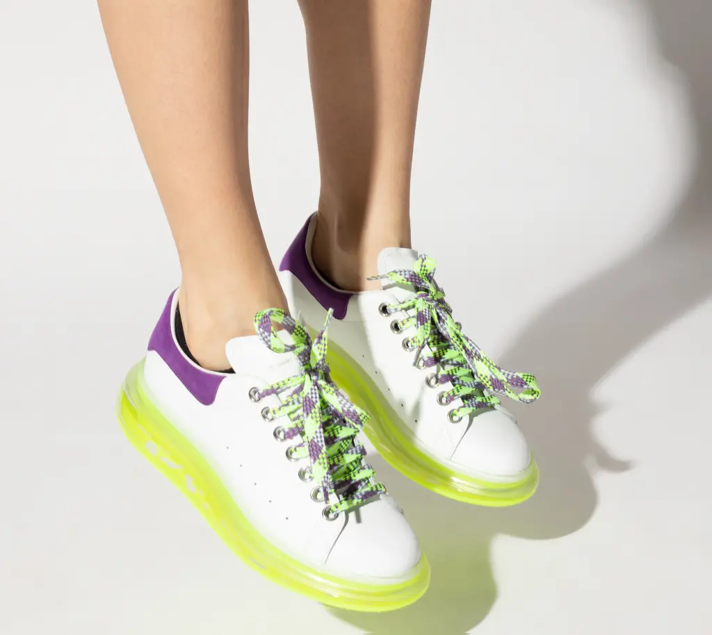Alternative view of Giày Alexander McQueen Wmns Oversized Sneaker 'White Neon' 612744 WIA4G 9333
