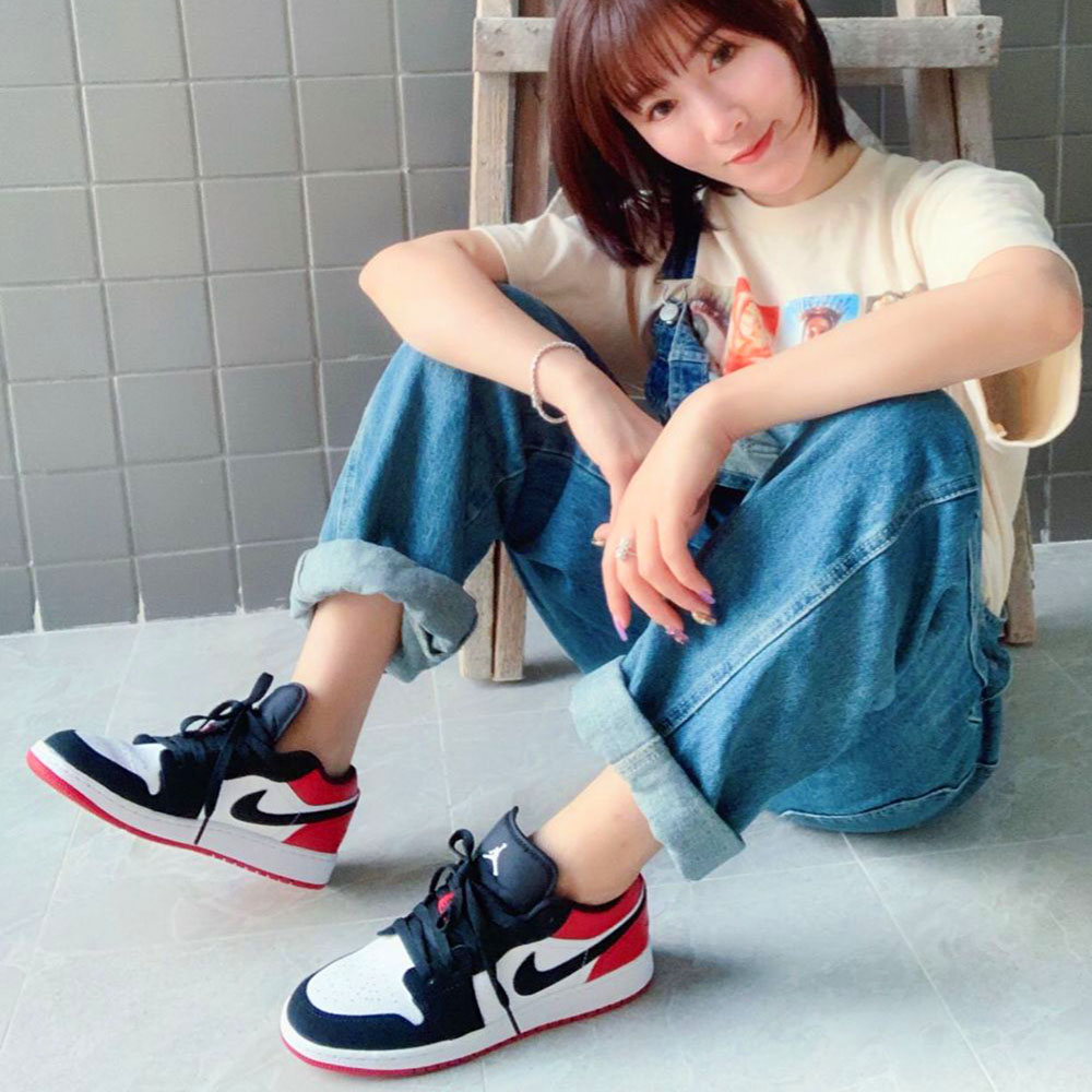 Giày Nike Air Jordan 1 Low GS 'Black Toe' 553560-116 - Ảnh 7