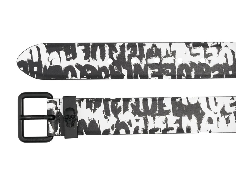 Thắt Lưng Alexander McQUEEN Graffiti 'Black White' 6892221AAHU1081 - Ảnh 3